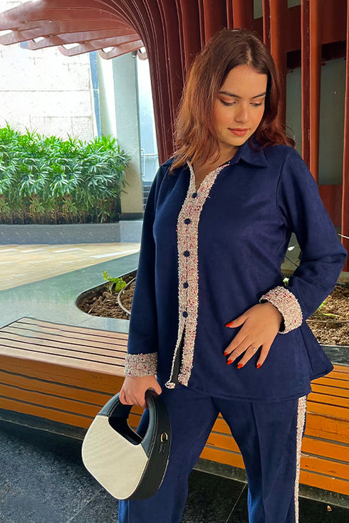 Lyla Blue Suede Coord Set